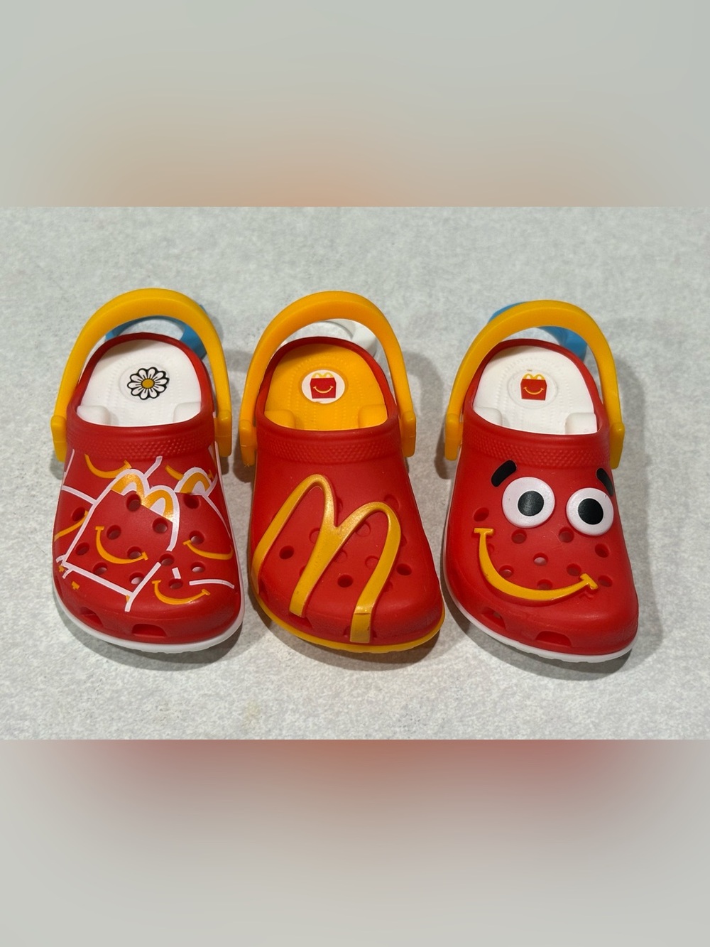 McDonald's HAPPY MEAL 3 Mini Crocs Key Chains.